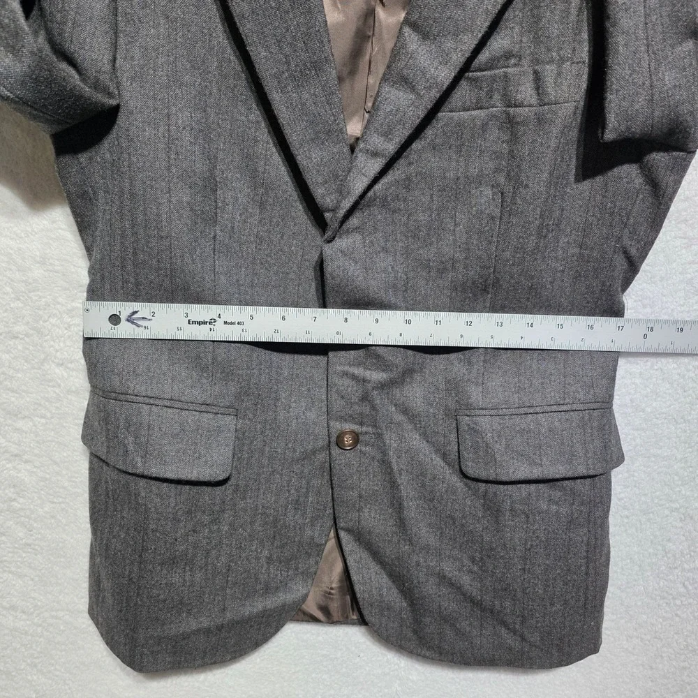 Vintage SASSON Mens Gray Herringbone Blazer Jacket Size S 37 Wool Blend - Picture 12 of 15